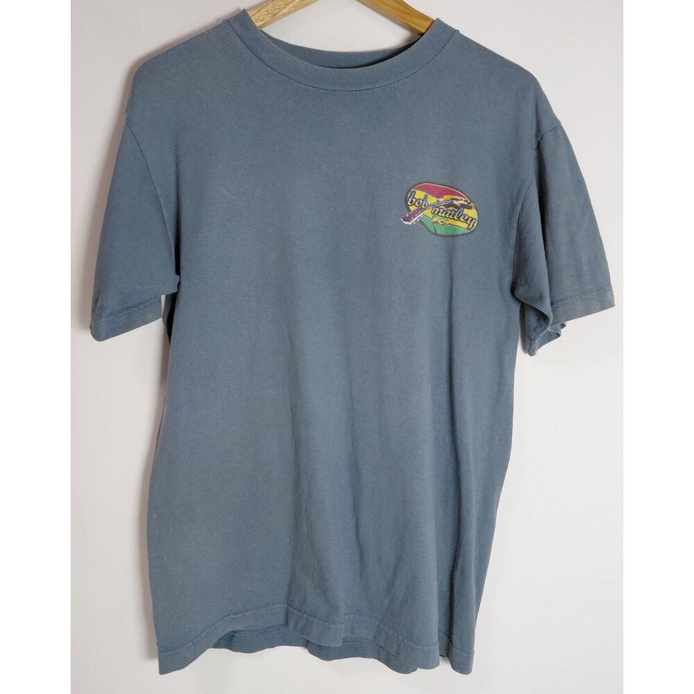 Vintage Balzout Bob Marley Natural Mystic T-Shirt Blue Graphic Print Size M